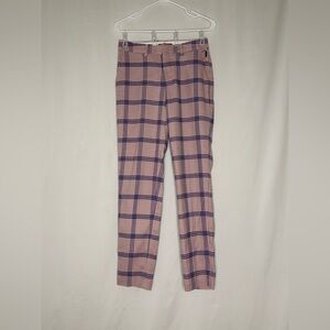 Scotch & Soda Women's Pink and Navy Checkered Trousers